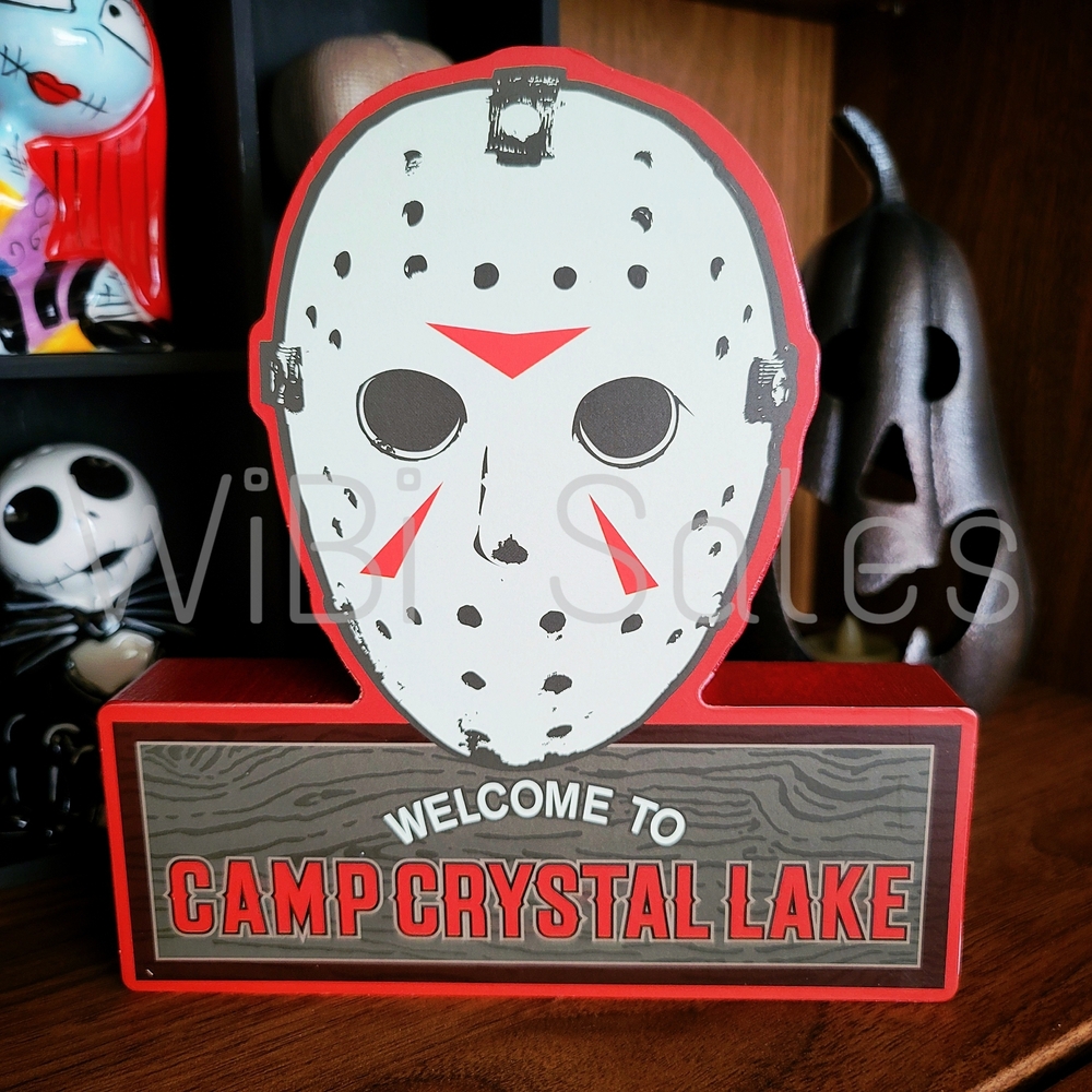 Jason - Red, White & Black 'Welcome to Camp Crystal Lake' Sign NWT